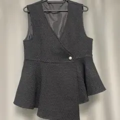 GRL グレイル ペプラム ツイード生地 ベスト トップス F ブラックのサムネイル