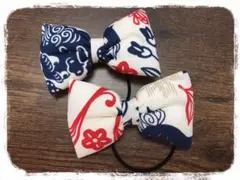 ❤︎No.9❤︎ ヘアゴム　ふっくら　綿入りリボン 和柄