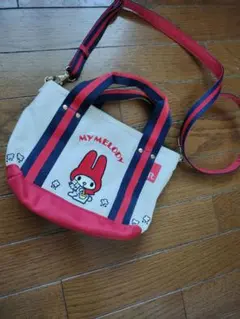 サンリオマイメロディ×ROOTOTEショルダーベルト付刺繍トートバッグ美品レトロ