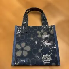 miffy 花柄バッグ ネイビー　ミッフィー　防水　ナイロン