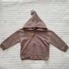 【タグ付き新品未使用】テータテート　くすみブラウン フルジップパーカー　90