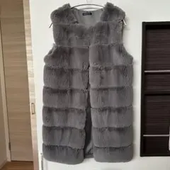 フェイクファー　ジレ　ロング