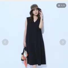 【JUSGLITTY】オレンジカラー　Vネック ノースリーブ ロングワンピース