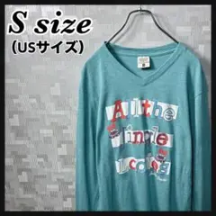 Vネック ロンT 長袖 オーバーサイズ S メンズ グリーン系 緑系 US古着