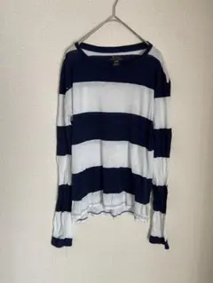 ポロラルフローレン カットソー クルーネック 長袖 ボーダー M 紺 ロンT