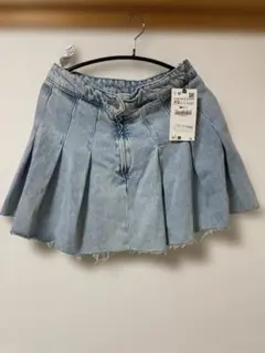新品 ZARA デニム プリーツスカート XS