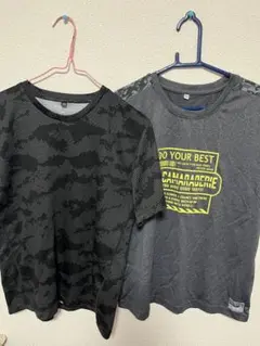 迷彩デザイン Tシャツ 160サイズ 2枚セット　黒　グレー