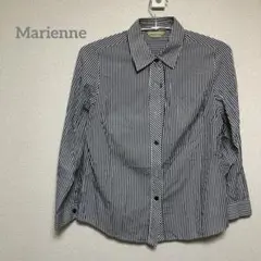【マリアンヌ】ストライプ 長袖シャツ 青　紺b075