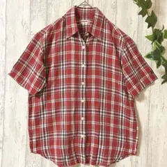 【McGREGOR】赤チェック半袖シャツ M コットン100% 春夏羽織アメカジ