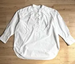ROKU COTTON LACE UP SHIRT 白シャツ 長袖 サイズ36