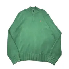 POLO RALPH LAULEN コットンニット ハーフジップ 緑 M