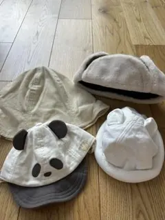 パンダ帽子バケットハットフライトキャップ4点セット