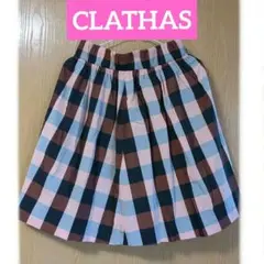 クレイサス　チェック柄スカート　M　　美品　ピンクグレーのサムネイル