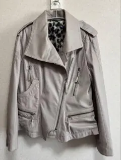 【美品】グレー レザージャケット ライダース　本革