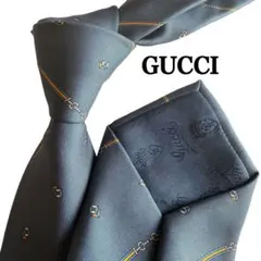 GUCCI グッチ　ネイビー　紺　ストライプ柄　サイコロ柄　シルク ネクタイ