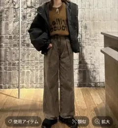 JEANASIS ジーナシス タックワイドデニム ブラウン