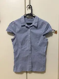 Brandy Melville半袖ブラウス ブルーギンガム柄のサムネイル