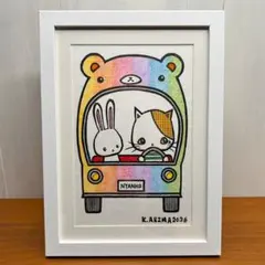 ひみつの図書館」｜絵画 原画 抽象画 絵 動物画 ドローイング 猫の絵