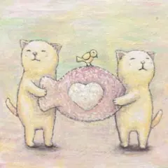 自作絵画 わたしのお気に入り 猫とネズミと小鳥の絵 絵画 原画