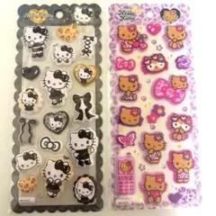【ハローキティマシュマロシール2点】日焼けキティモノクロキティ・まとめ買い値引き