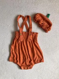 ハロウィン かぼちゃロンパース&帽子 60cm