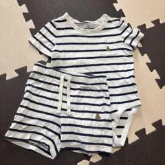 【baby GAP】ストライプロンパース・パンツセット 12-18ヶ月
