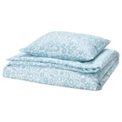 【新品未使用】IKEA シンバルブロマ 掛け布団カバー＆枕カバー　花柄　青　白のサムネイル