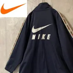 NIKEナイキトラックジャケットジャージジップブルゾン紺ネイビー白刺繍ビックロゴ