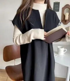 クラシカルエルフ⭐︎ カフタン調サイドスリット　ニットロング丈ジャンパースカート