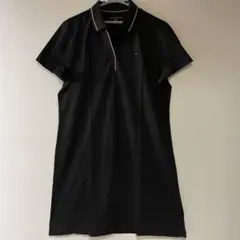 【新品】トミーヒルフィガー　M 黒　開襟　ワンピース　赤アクセント