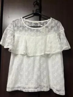 earth music & ecology 半袖レースフリルトップス F