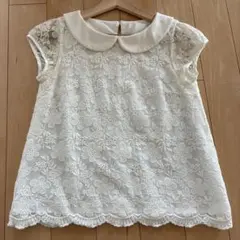 ボンメルスリー　刺繍　花柄レース 半袖ブラウス 36のサムネイル