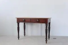 英国アンティーク木製テーブル/ダイニング机/作業台/デスク/飾り棚(94