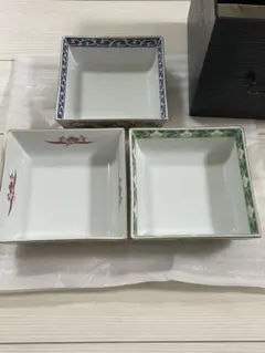 【未使用箱付き】特選陶器 三段盛鉢セット 有田焼 角鉢 第一陶器 和光園 明宝窯