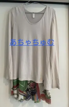 あちゃちゅむムチャチャスカーフ柄切りっぱなし 長袖ミニワンピース1チュニックのサムネイル