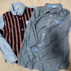 まとめ売り　キッズ　男の子　ストライプ柄デニム調長袖シャツ 130cm