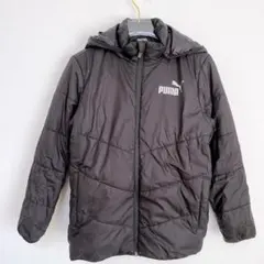 150cm [PUMA] プーマ キッズ 中綿ジャケット 黒 フード付 ロゴ入