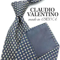 【美品】CLAUDIO VALENTINO ネクタイ ドット 総柄 紺 ネイビーのサムネイル