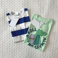 新品 ZARA kids Baby ワニ ベーシックストライプTシャツ 98