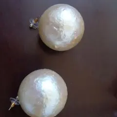 大きめコットンパールピアス