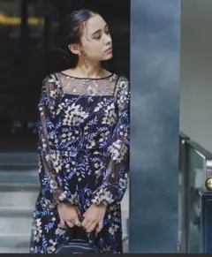 カスタネ　オケージョンドレス　花柄刺繍 パーティードレス