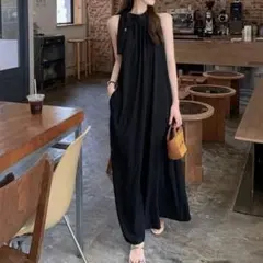 ノースリーブワンピース ワンショル リボン ロングワンピース パーティ