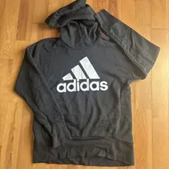adidas フード付きパーカー ダークグレー F