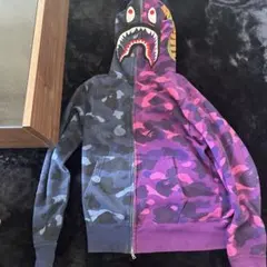 A BATHING APE☆ダブル タイガー×シャーク フルジップパーカー 紫