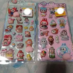 3Dキャラクターシールセット（青・ピンク）