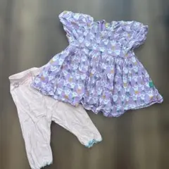 ベビー服 セットアップ 花柄 パープル 80 90のサムネイル