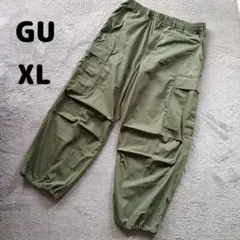 【ジーユー】スーパーワイドカーゴパンツ (XL) カーキ メンズ 大きいサイズ