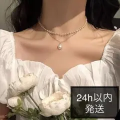 【大人気】韓国 2連パールチョーカーネックレス ヴィンテージファッションゴールド