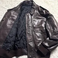 A-2 レザーフライトジャケット ミリタリー 裏キルティング エポレット L相当