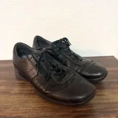 ペダラ ウォーキングシューズ レザー ブラック サイドジップ 24.0